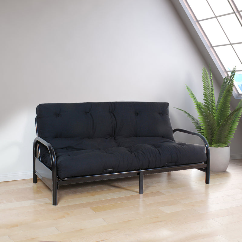 Nabila Reversible Full Futon Mattress - Tufted Poplin Cover with Cotton Blend Filling in 6" or 8"