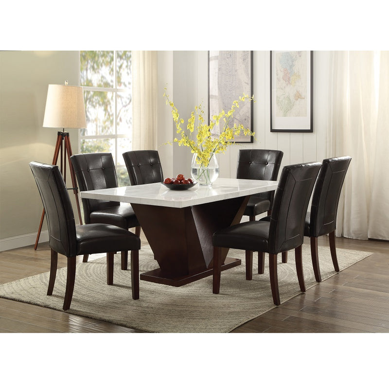 Parson Dining & Counter Height Chairs - Button-Tufted Espresso Leatherette & Walnut Legs (Set of 2)
