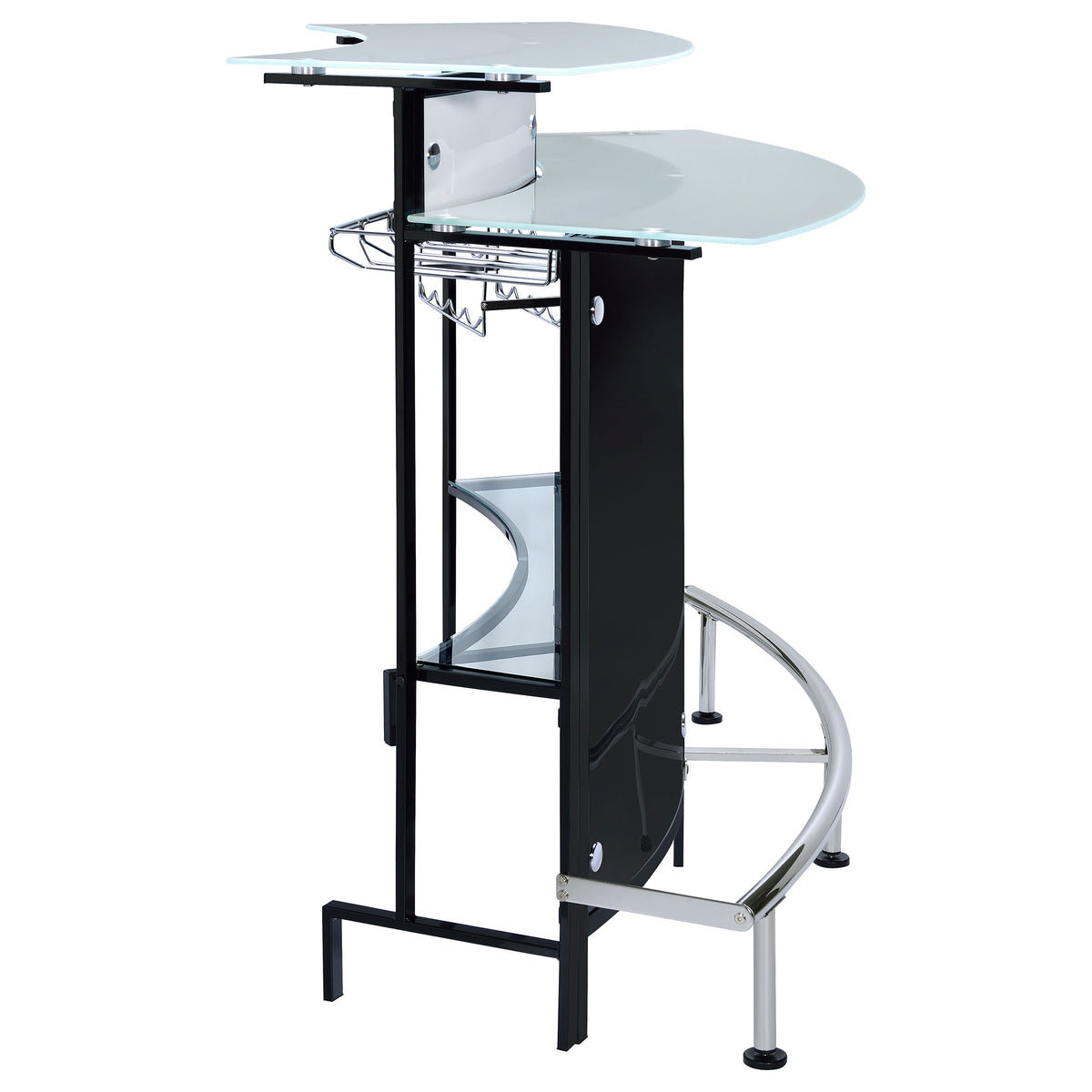 Keystone Curved Home Bar with Wine & Stemware Racks - Black & White Acrylic with Chrome Footrest – view 8