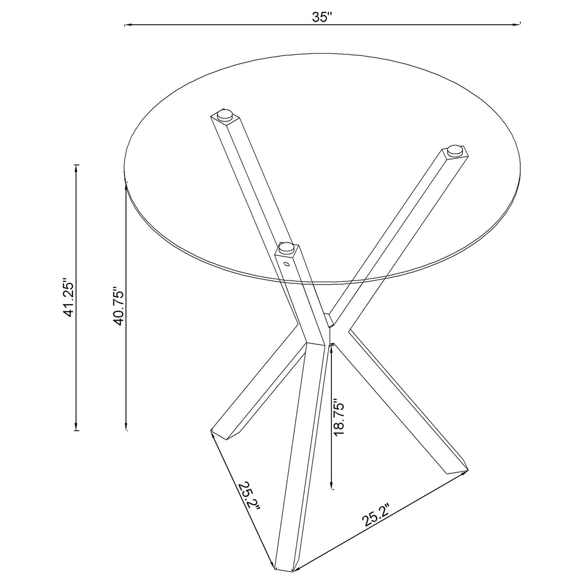 Denali 35" Round Glass Top Bar Table - X-Base in Polished Chrome – view 3