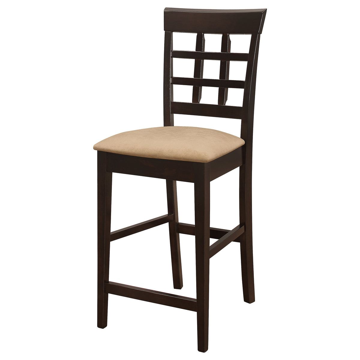 Gabriel Lattice Back Counter Height Chairs (Set of 2) - Padded Beige Seats in Cappuccino – view 5