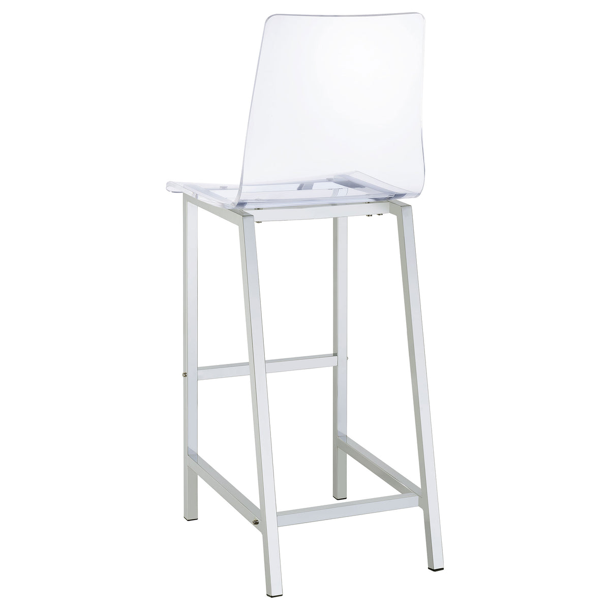 Juelia Clear Acrylic Adjustable Bar Chairs, Set of 2 - Chrome Base with Back & Footrest – view 7
