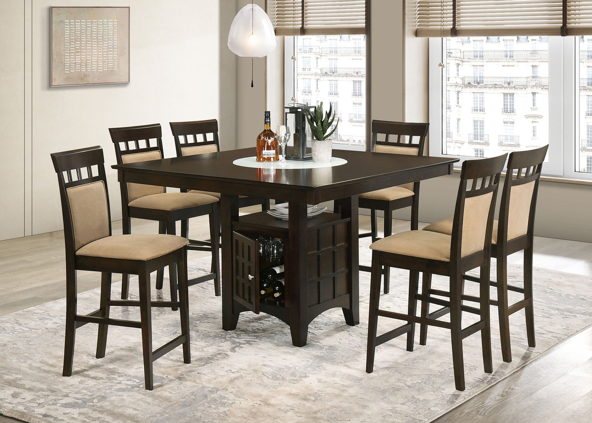 Gabriel Square Counter Height Dining Table & Sets - 7pcs- Table + 6 Upholstered-Back Chairs