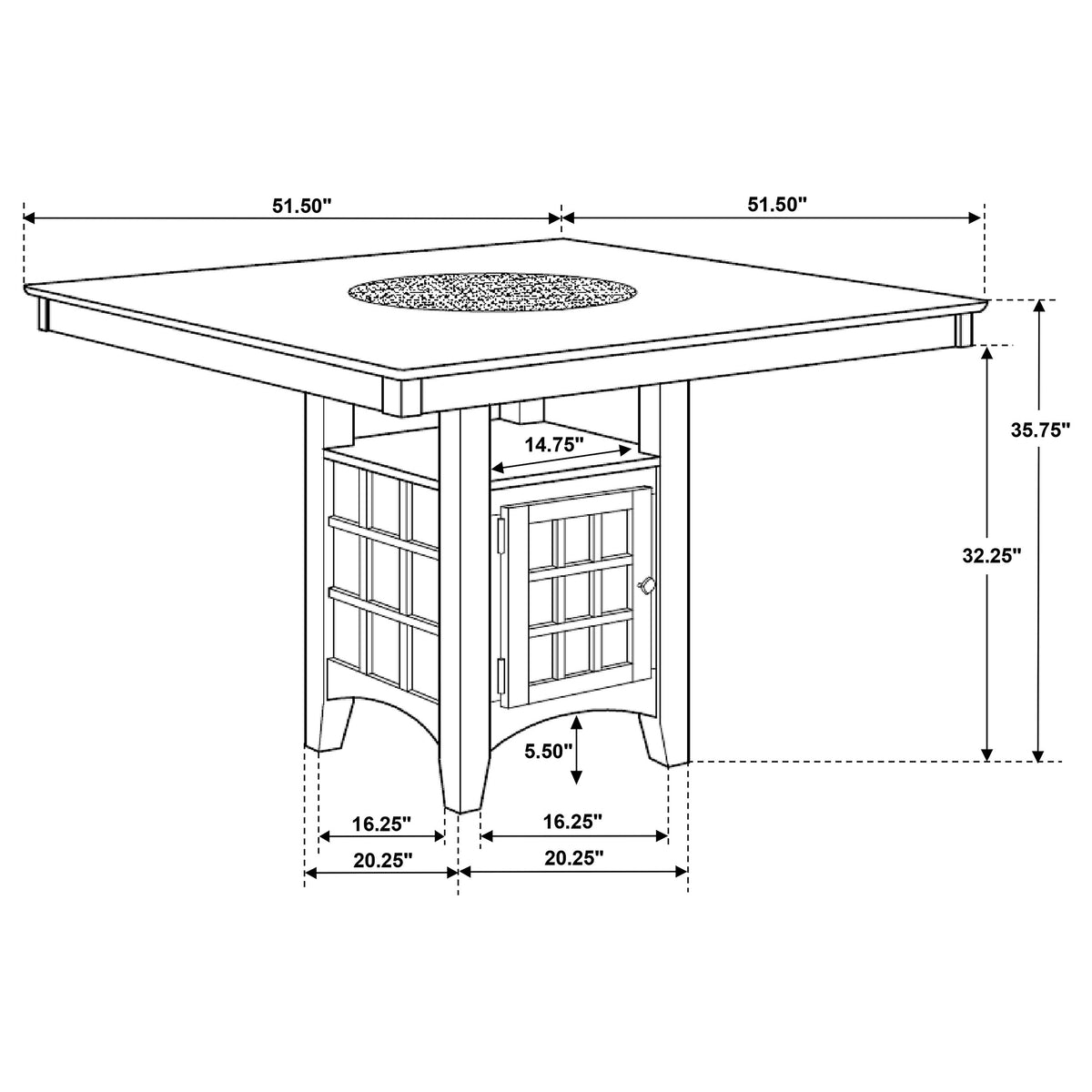 Gabriel Square Counter Height Dining Table & Sets - Lazy Susan & Wine Storage in Cappuccino – view 17