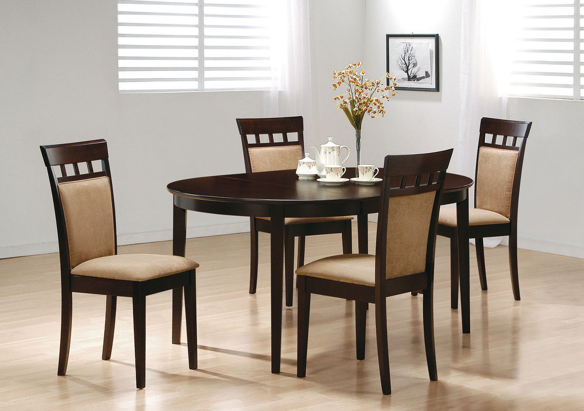 Gabriel Oval Extension Dining Table & Sets - 5pcs- Table + 4 Upholstered-Back Chairs