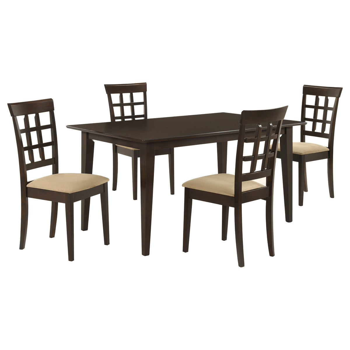 Gabriel 59" Rectangular Dining Table & Sets - Transitional Cappuccino with Lattice or Upholstered-Back Chairs – view 15