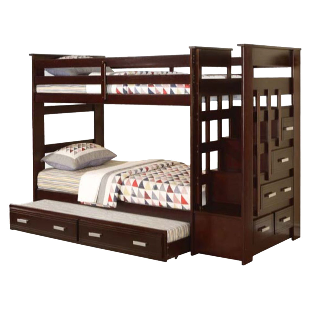 Allentown Twin over Twin Bunk Bed with Trundle & Storage Staircase