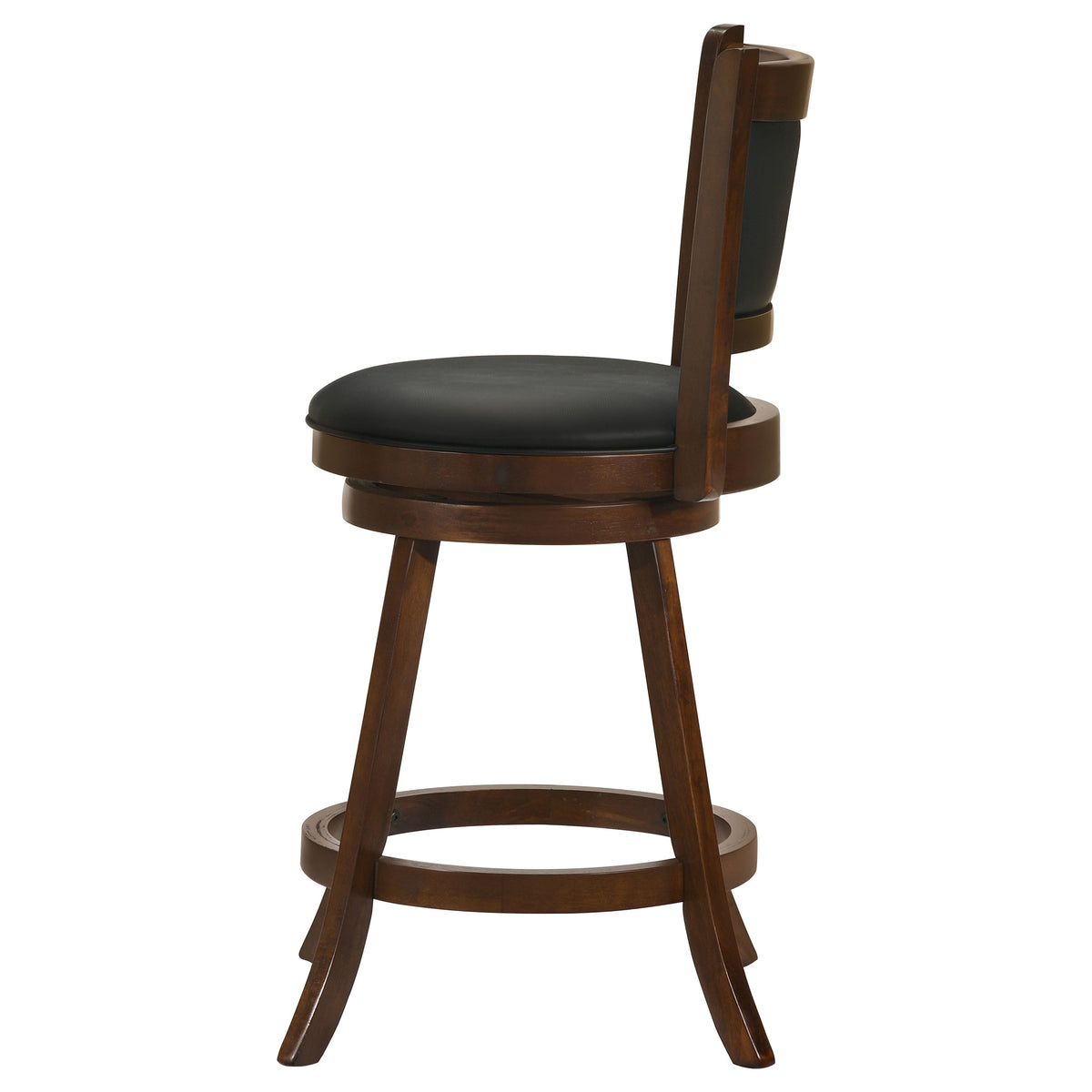 Broxton Swivel Counter or Bar Stools - Black Leatherette Seat & Curved Back on Chestnut Wood, Set of 2 – view 8