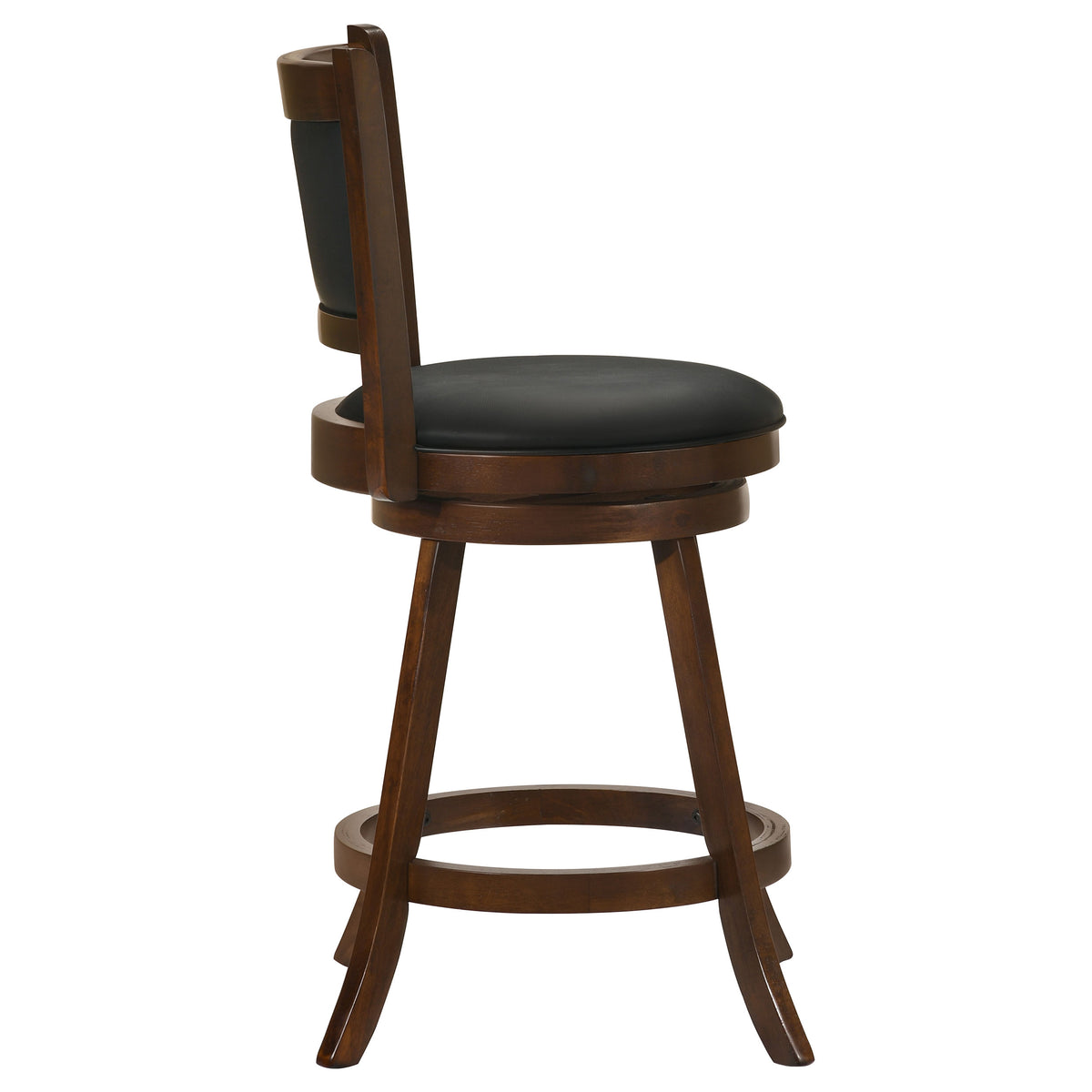 Broxton Swivel Counter or Bar Stools - Black Leatherette Seat & Curved Back on Chestnut Wood, Set of 2 – view 11