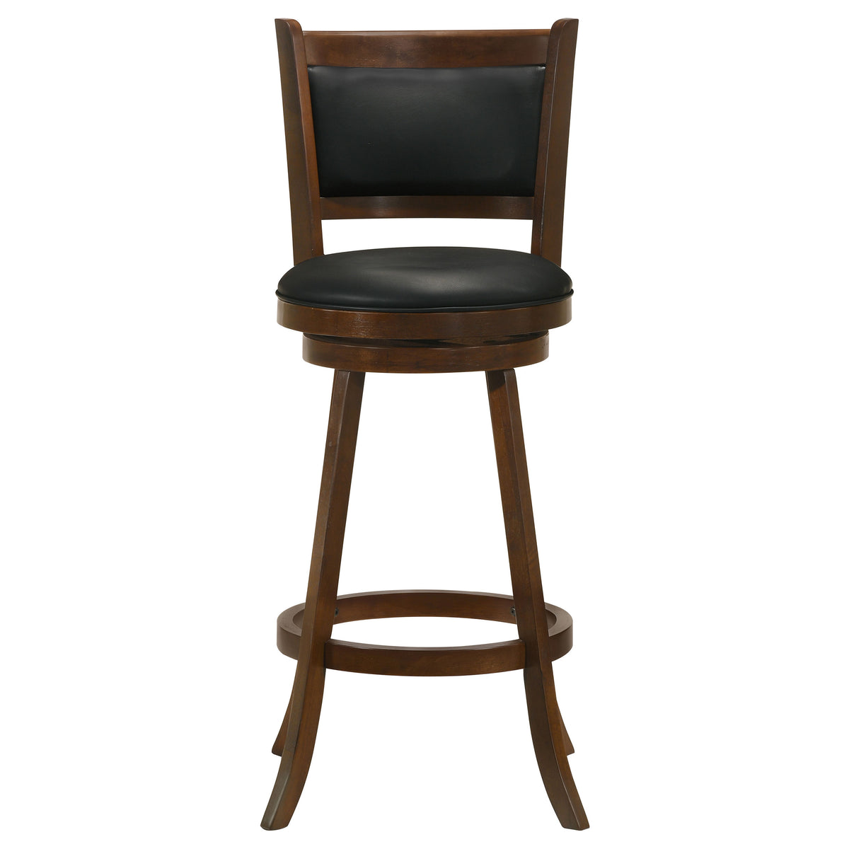 Broxton Swivel Counter or Bar Stools - Black Leatherette Seat & Curved Back on Chestnut Wood, Set of 2 – view 17