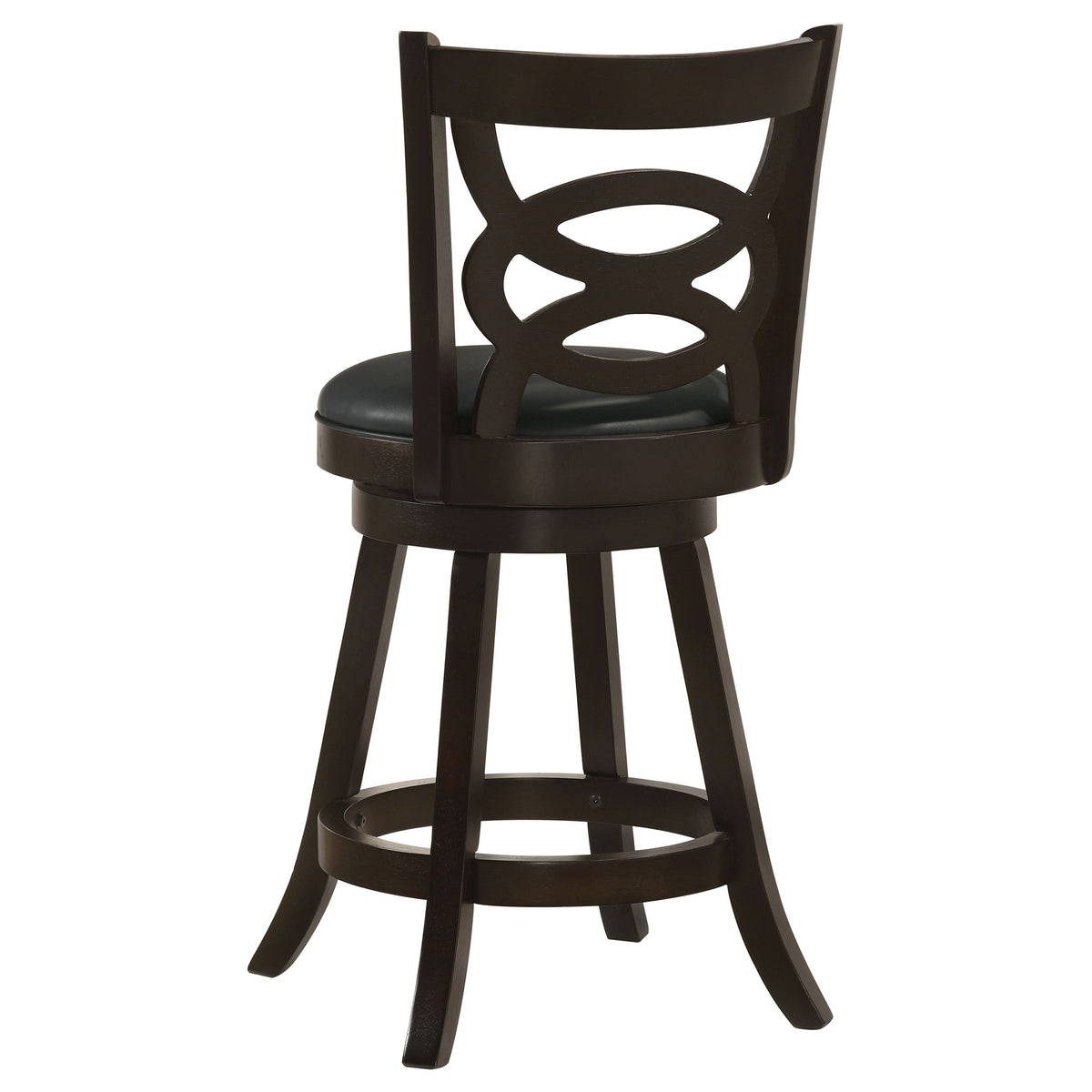 Calecita Open-Back Swivel Counter or Bar Stools, Set of 2 - Cappuccino Wood & Black Leatherette – view 8