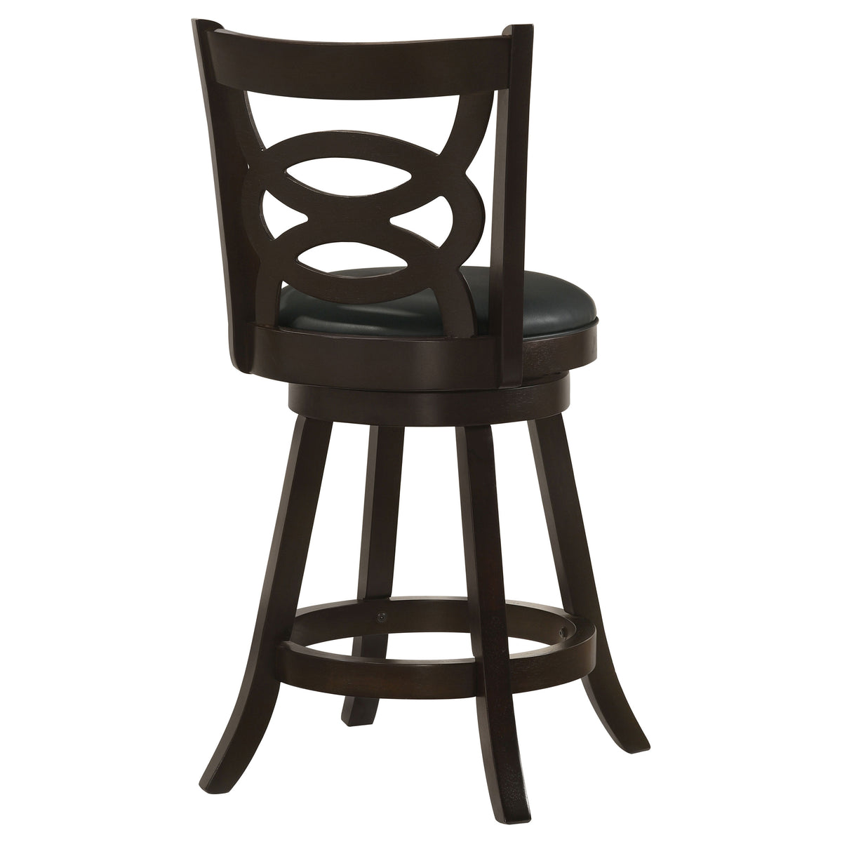 Calecita Open-Back Swivel Counter or Bar Stools, Set of 2 - Cappuccino Wood & Black Leatherette – view 9