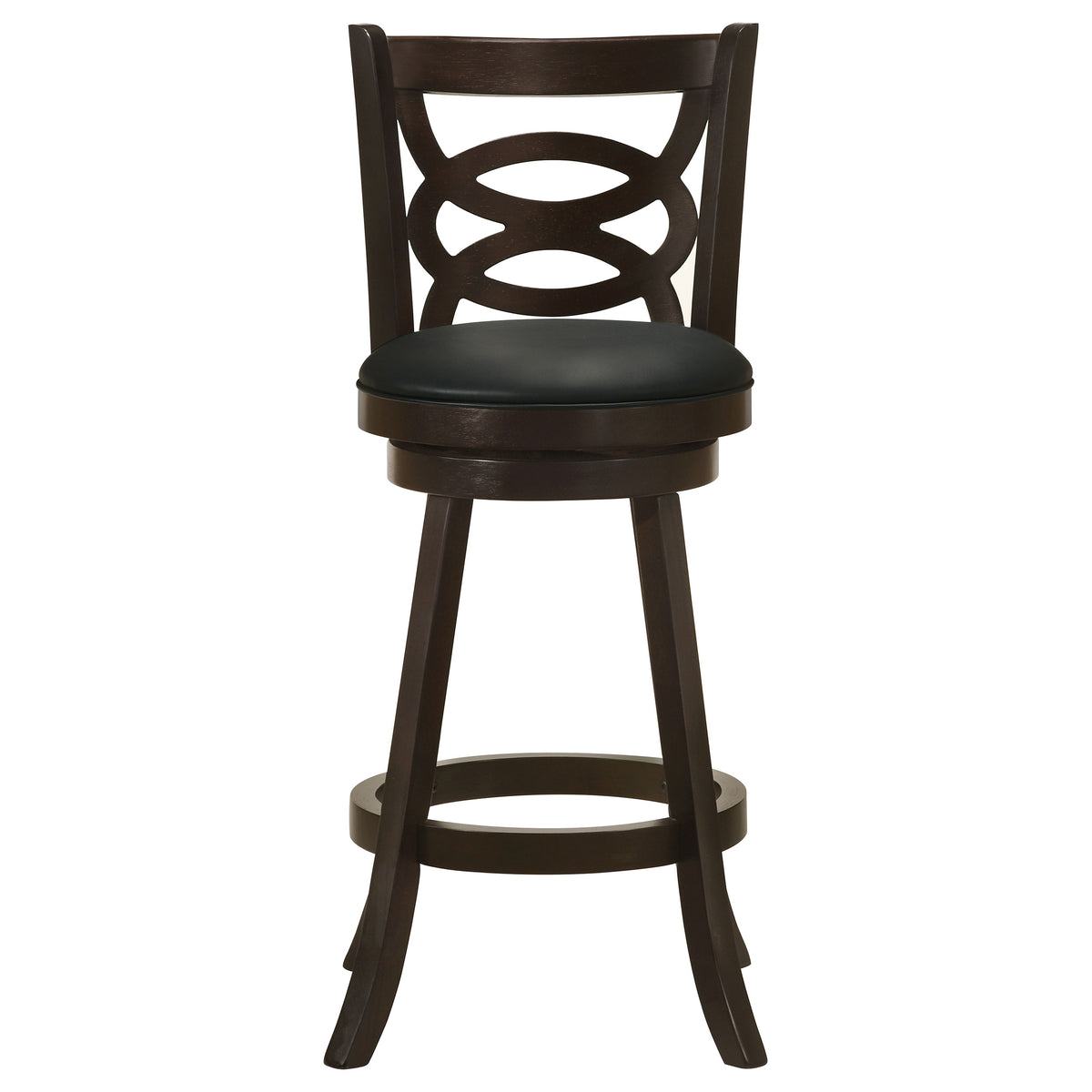 Calecita Open-Back Swivel Counter or Bar Stools, Set of 2 - Cappuccino Wood & Black Leatherette – view 17