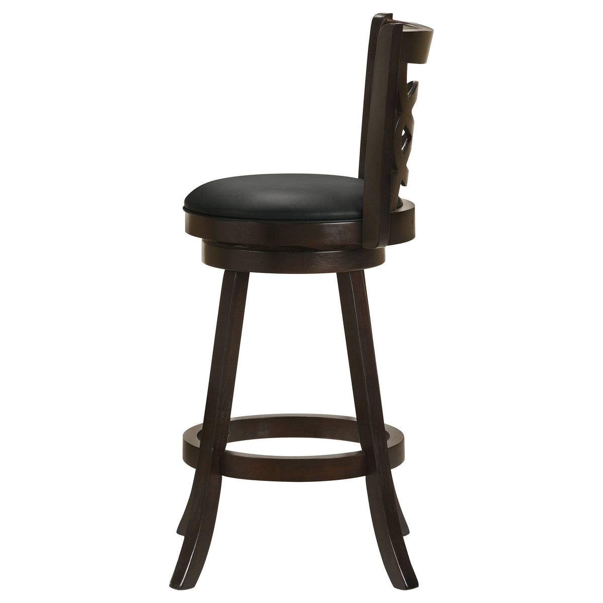 Calecita Open-Back Swivel Counter or Bar Stools, Set of 2 - Cappuccino Wood & Black Leatherette – view 19