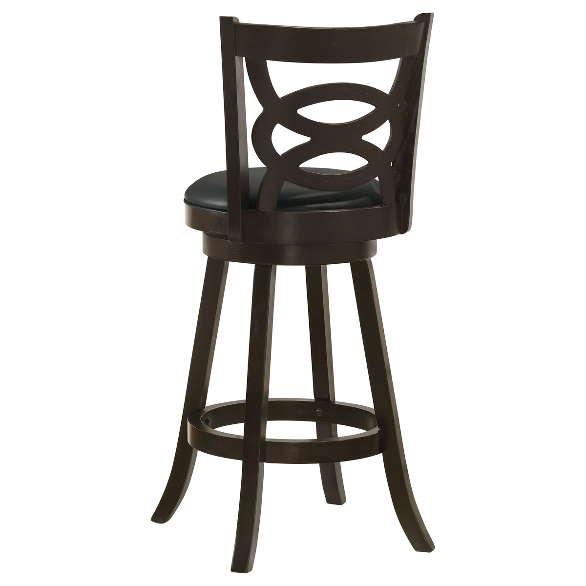Calecita Open-Back Swivel Counter or Bar Stools, Set of 2 - Cappuccino Wood & Black Leatherette – view 20