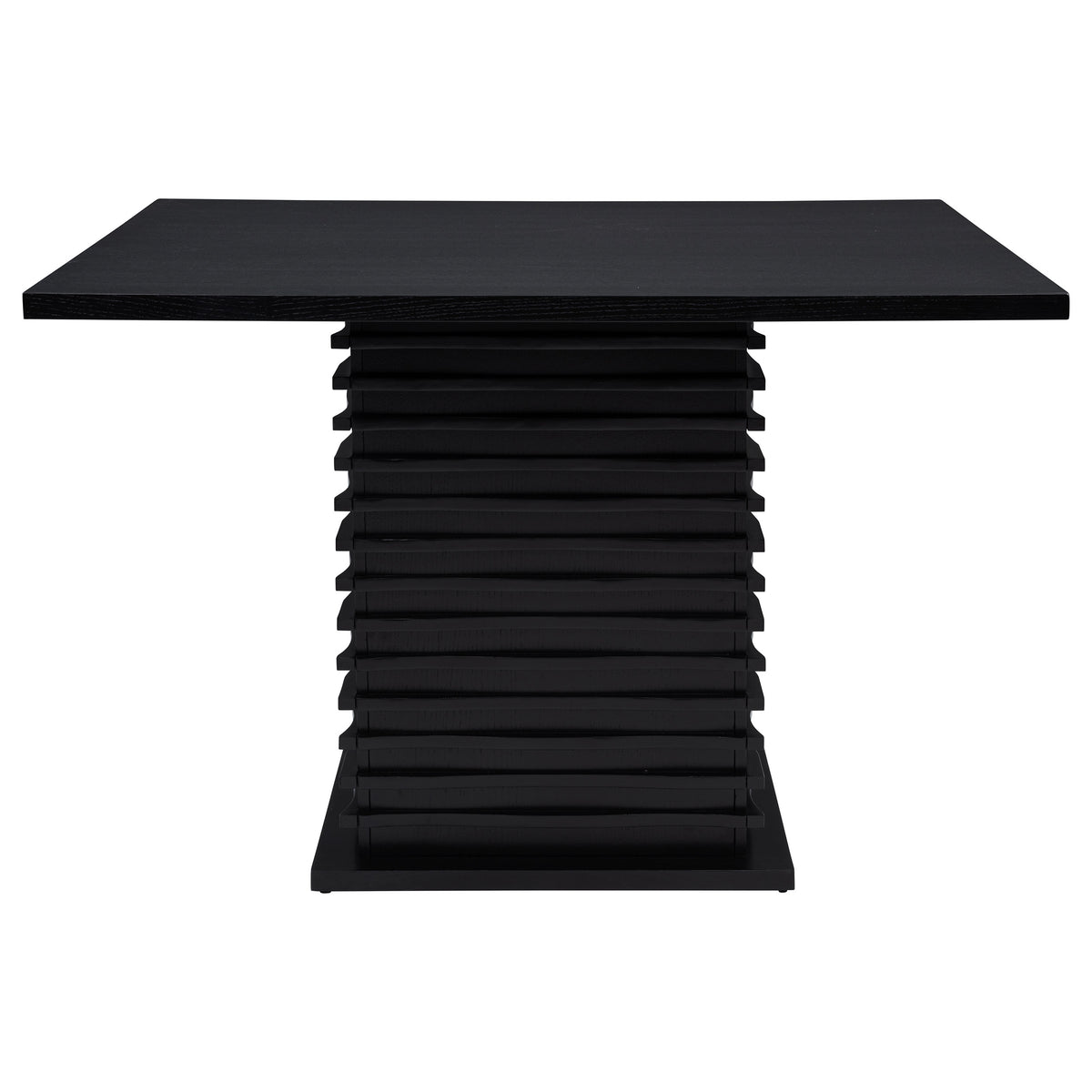 Stanton Square Counter Height Dining Table & Sets - Wave Pedestal Base in Black with Grey Velvet Chairs – view 8