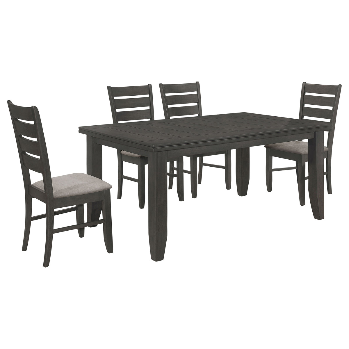 Dalila Plank-Top Dining Table & Sets - 66" Table, Ladder-Back Chairs & Tufted Bench in Dark Grey – view 16