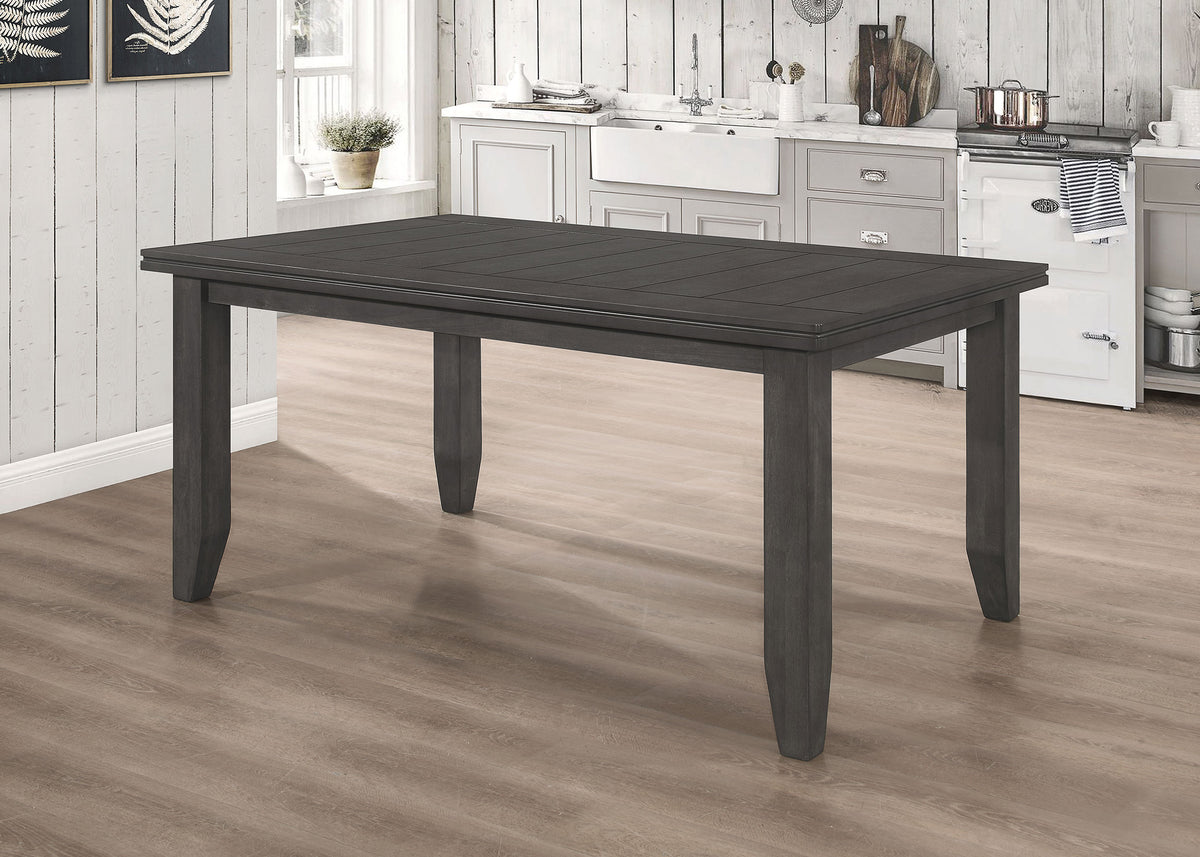 Dalila Plank-Top Dining Table & Sets - 66" Table, Ladder-Back Chairs & Tufted Bench in Dark Grey – view 1