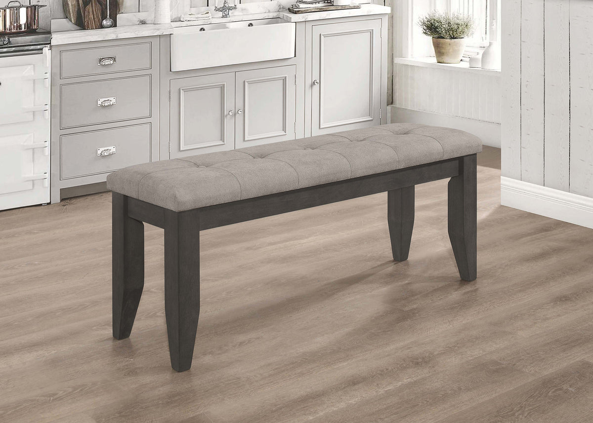 Dalila Plank-Top Dining Table & Sets - 66" Table, Ladder-Back Chairs & Tufted Bench in Dark Grey - lifestyle