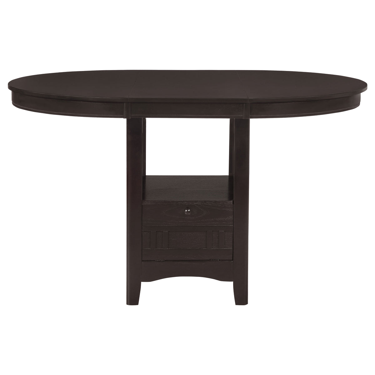 Lavon Oval Counter Height Extension Table & 5-Piece Set - Espresso with Storage Pedestal & Grid-Back Stools – view 6