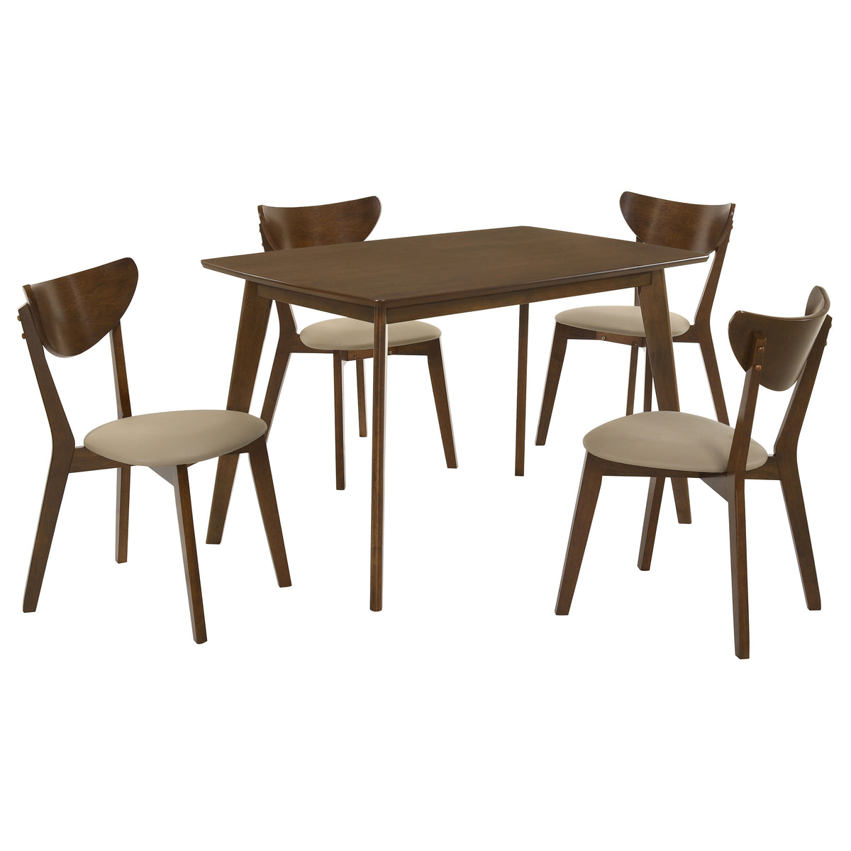 Kersey 47" Dining Table & 5-Piece Set - Mid-Century Chestnut with Tan Leatherette Side Chairs – view 12