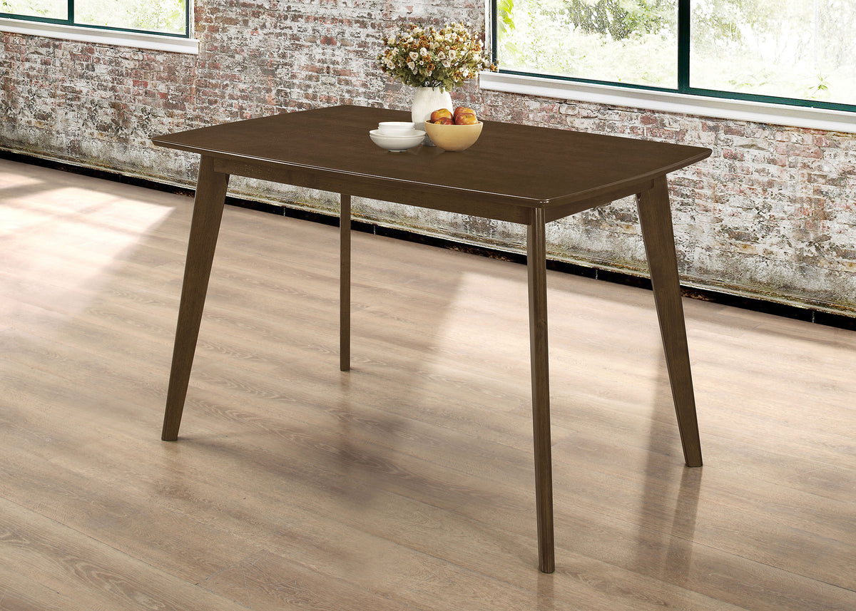 Kersey 47" Dining Table & 5-Piece Set - Mid-Century Chestnut with Tan Leatherette Side Chairs – view 1