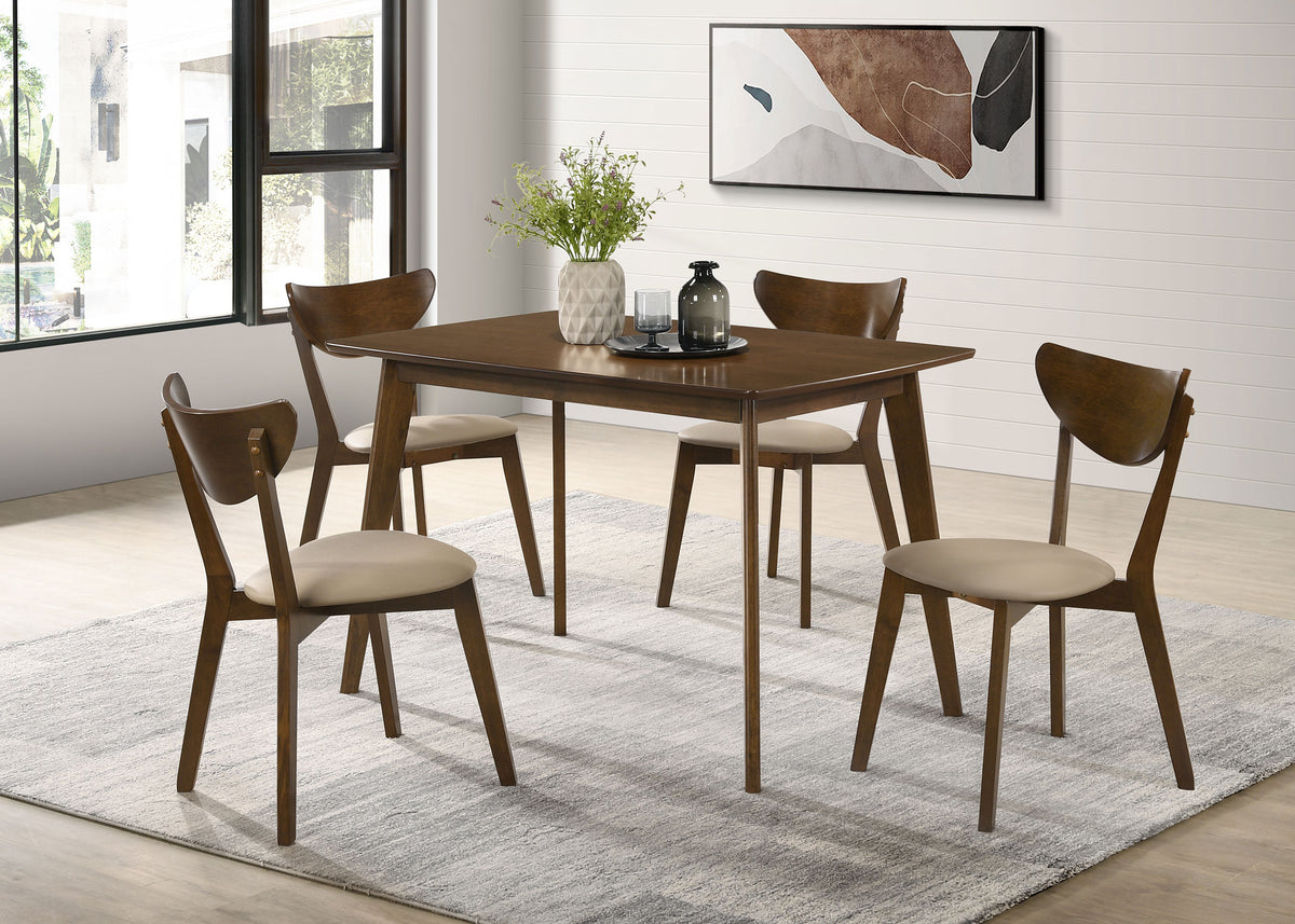Kersey 47" Dining Table & 5-Piece Set - Mid-Century Chestnut with Tan Leatherette Side Chairs – view 11