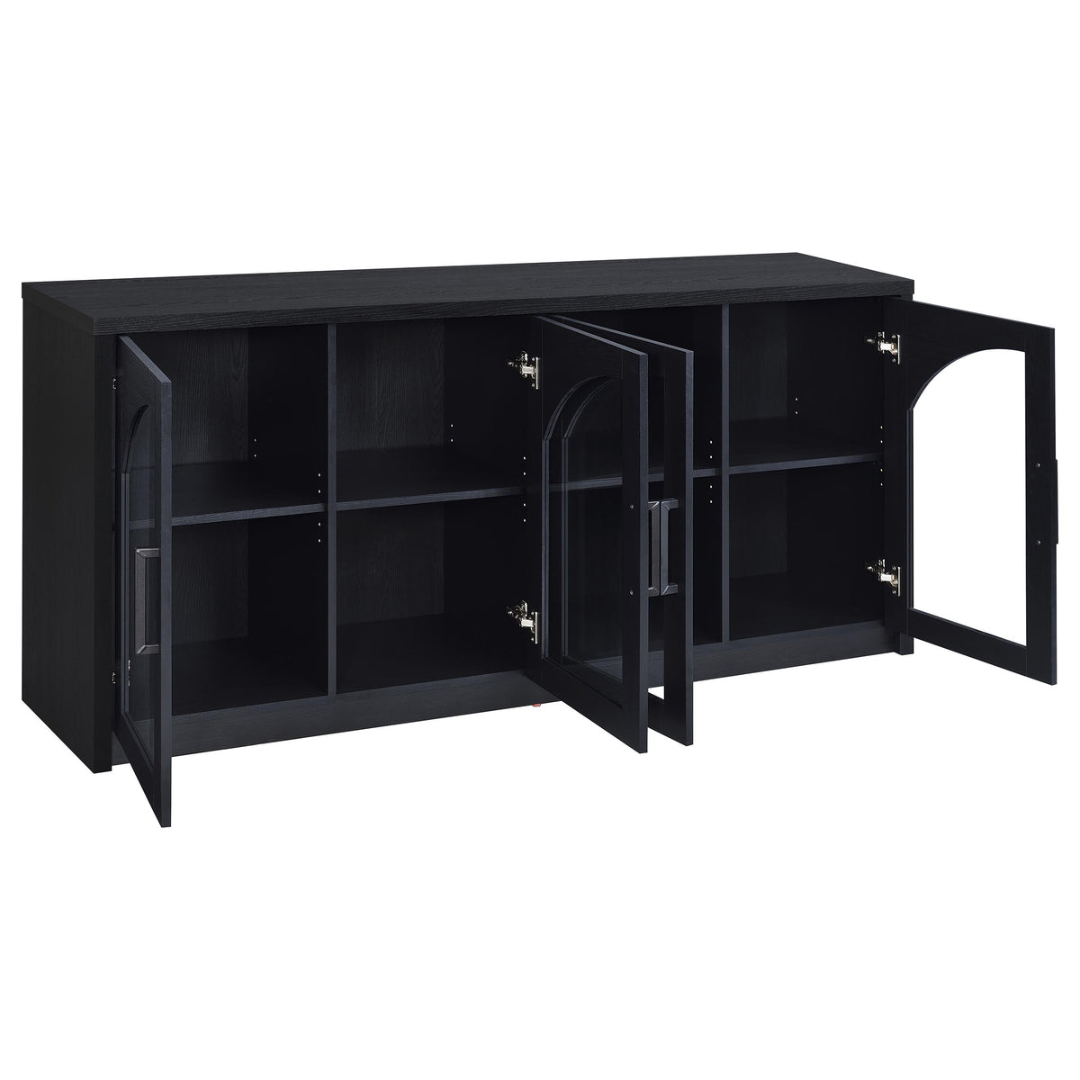 Riva 68" Sideboard Buffet - 4 Arched Glass Doors with Adjustable Storage in Black – view 3
