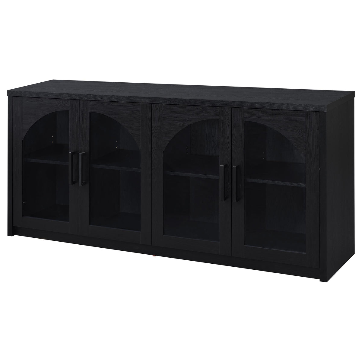 Riva 68" Sideboard Buffet - 4 Arched Glass Doors with Adjustable Storage in Black – view 5