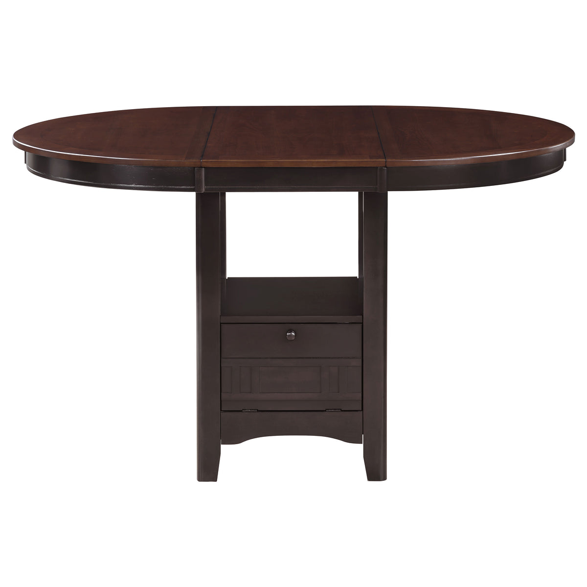 Lavon Counter Height Extension Dining Table & Set - Round-to-Oval Pedestal with Storage in Light Chestnut & Espresso – view 13