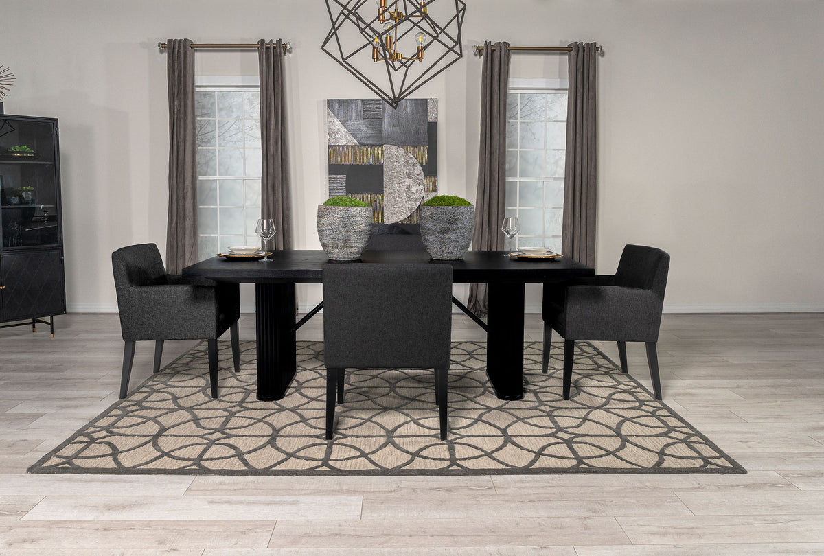 Catherine 84" Double Pedestal Dining Table & Sets - 5pcs- Table + 4 Arm Chairs
