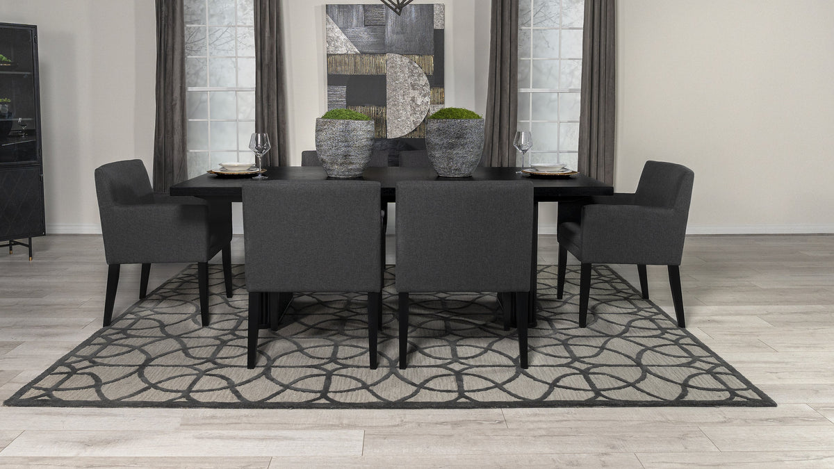 Catherine 84" Double Pedestal Dining Table & Sets - 7pcs- Table + 6 Arm Chairs