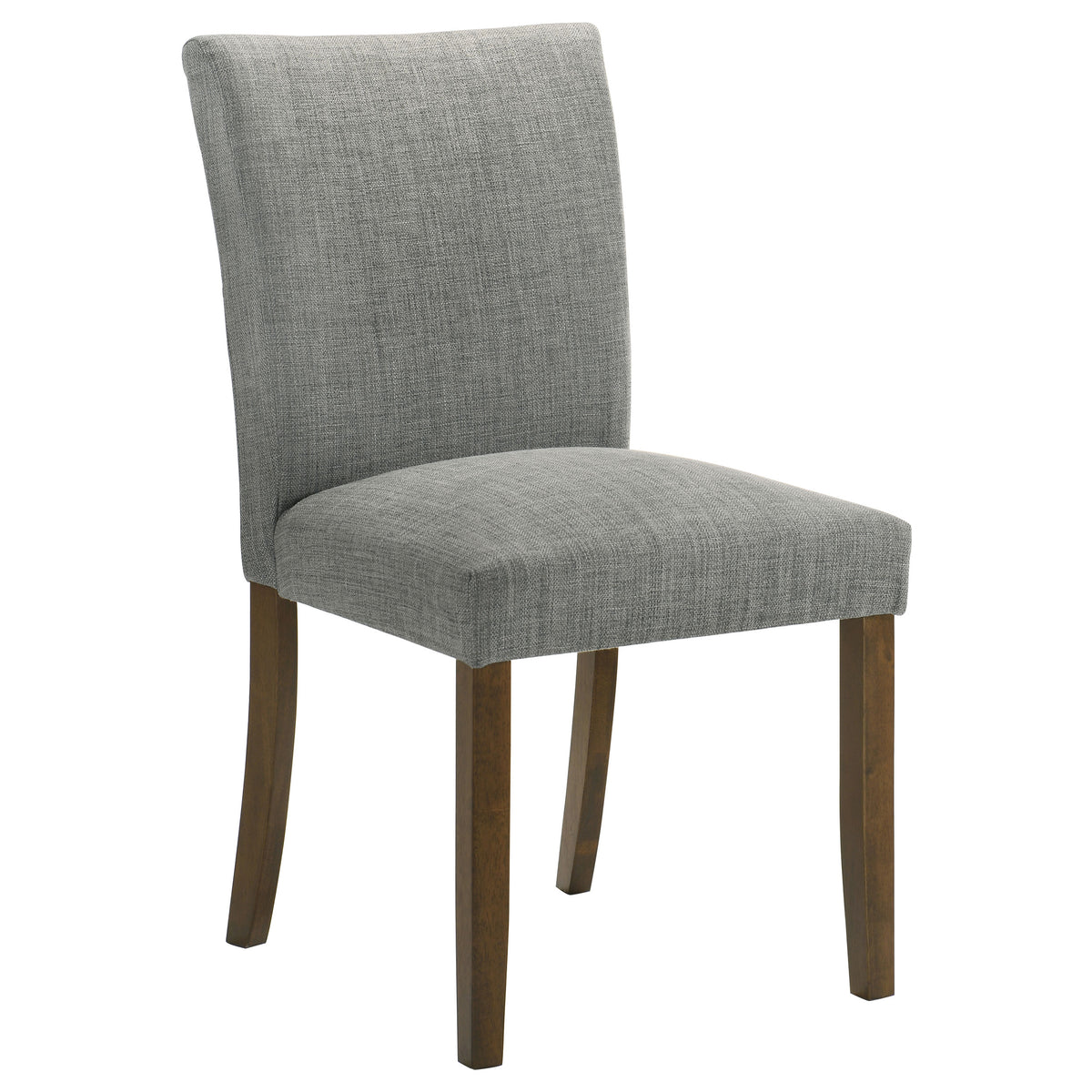 Paxton Upholstered Dining Side Chairs (Set of 2) - Contoured Back in Grey Fabric with Brown Legs – view 3