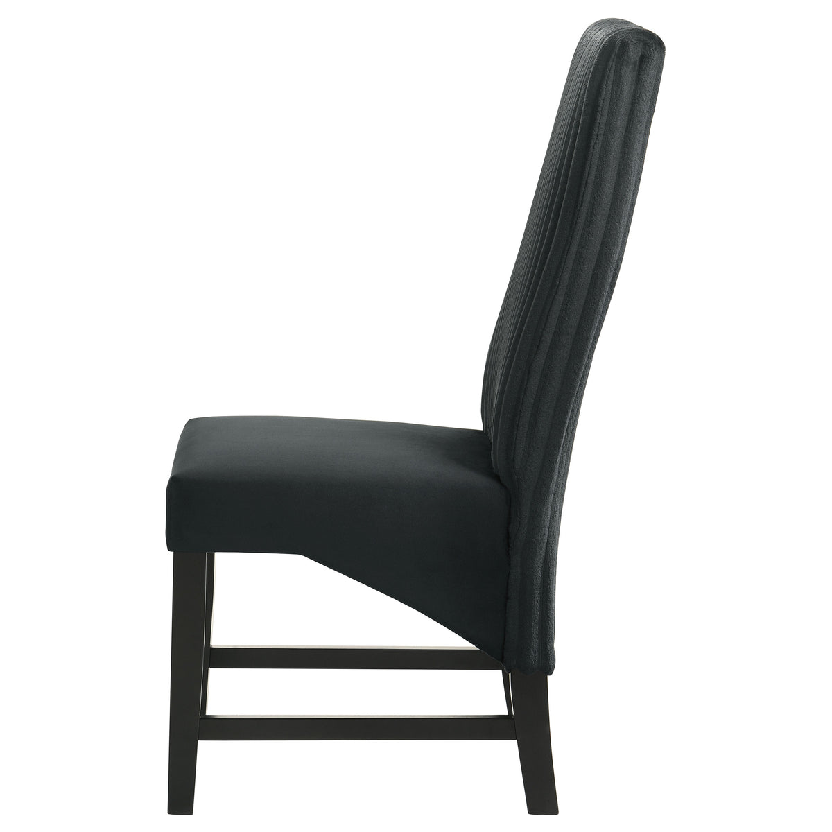 Barrand Channel Corduroy & Velvet Dining Side Chairs, Set of 2 - Black with Black Wood Legs – view 6