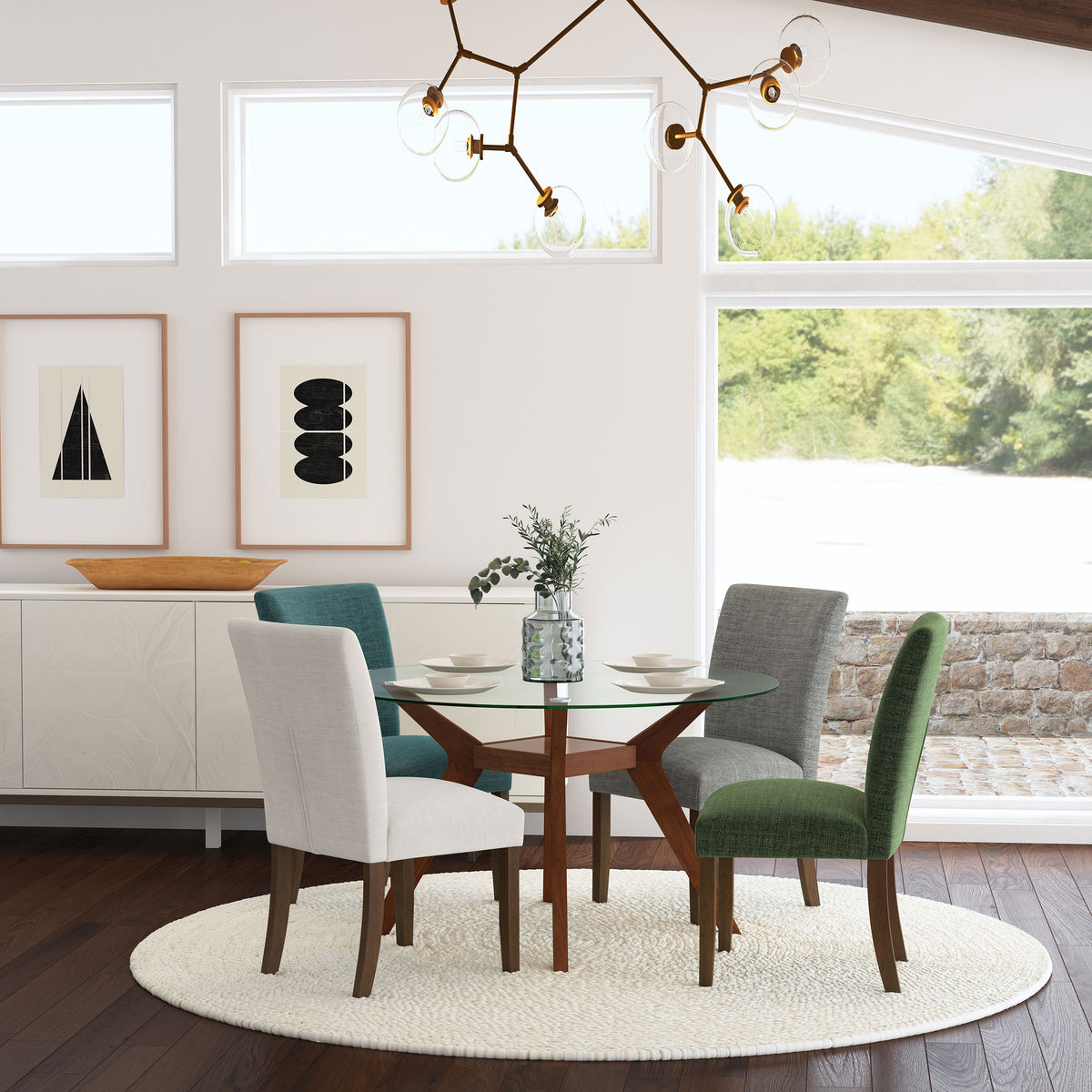 Paxton Upholstered Dining Side Chairs - Beige Fabric with Brown Wood Legs, Set of 2 โ view 15