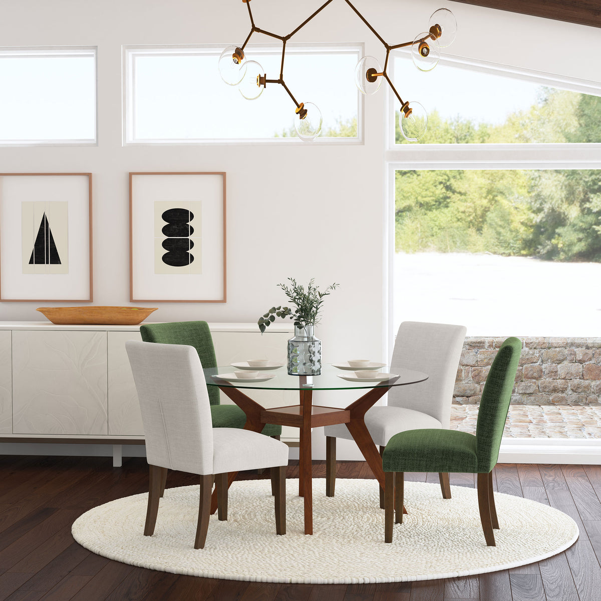 Paxton Upholstered Dining Side Chairs - Beige Fabric with Brown Wood Legs, Set of 2 โ view 17
