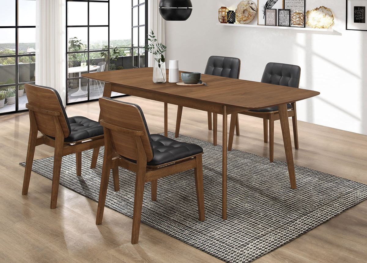 Redbridge Butterfly Leaf Dining Table & Sets - 5pcs- Table + 4 Black Leatherette Chairs