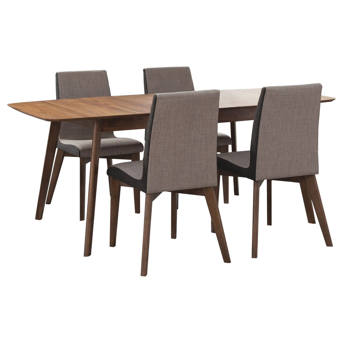 Redbridge Butterfly Leaf Dining Table & Sets - Mid-Century Walnut with Grey Fabric or Black Leatherette Chairs β view 16