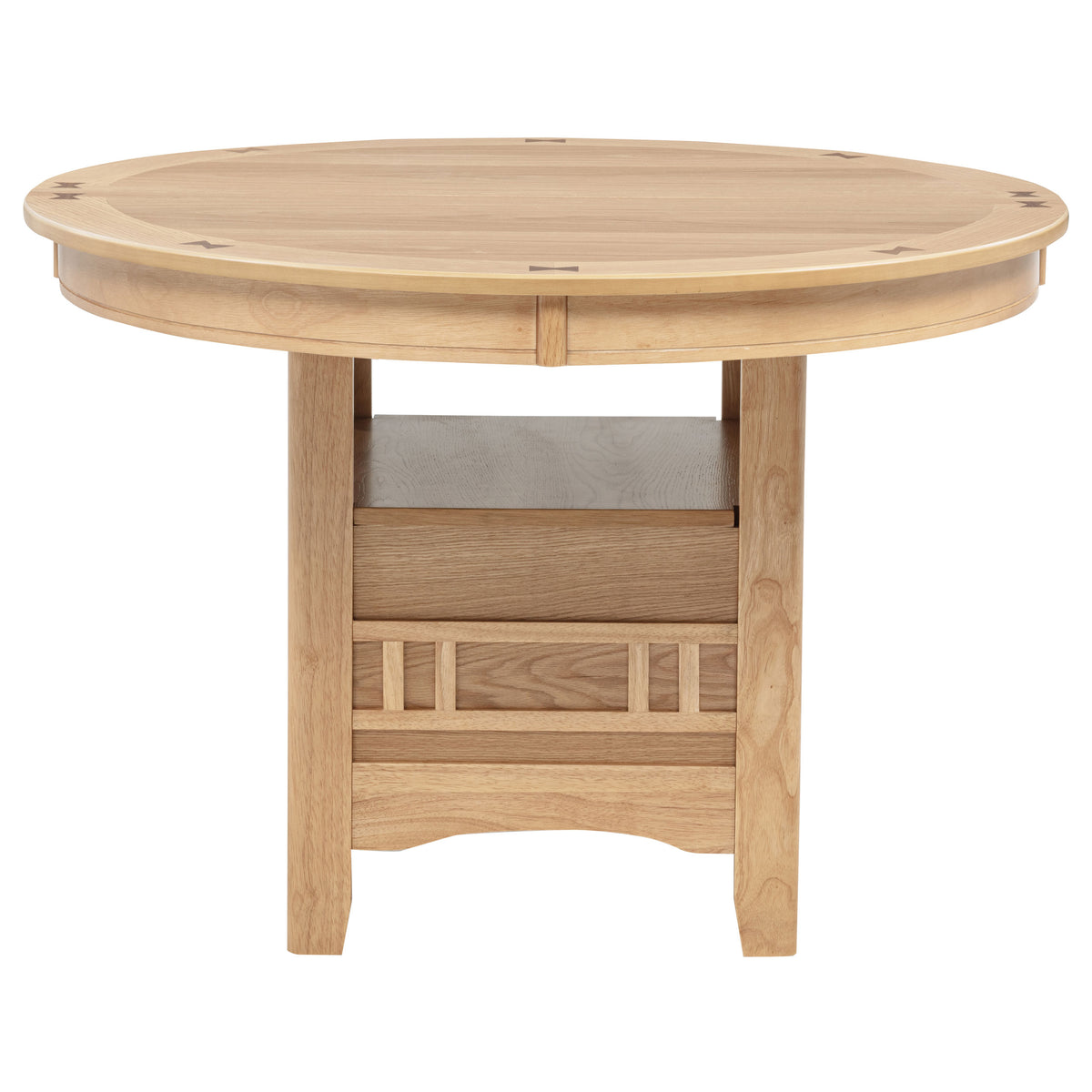 Lavon Round-to-Oval Extension Dining Table & 5-Piece Set - Pedestal Storage Base in Light Oak – view 11