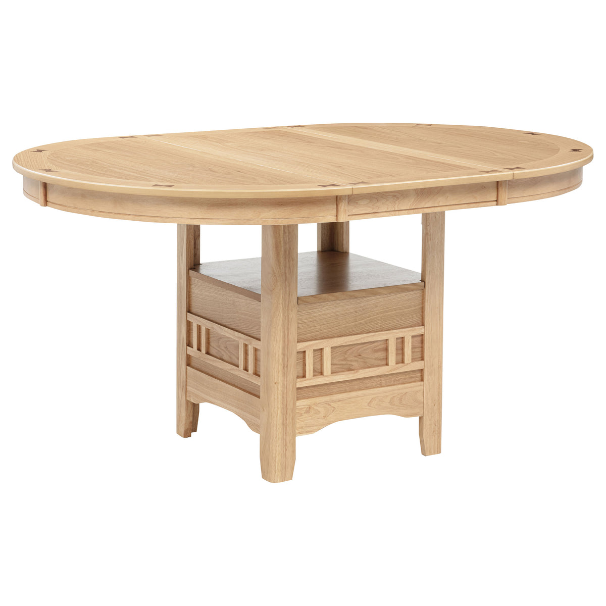 Lavon Round-to-Oval Extension Dining Table & 5-Piece Set - Pedestal Storage Base in Light Oak – view 12