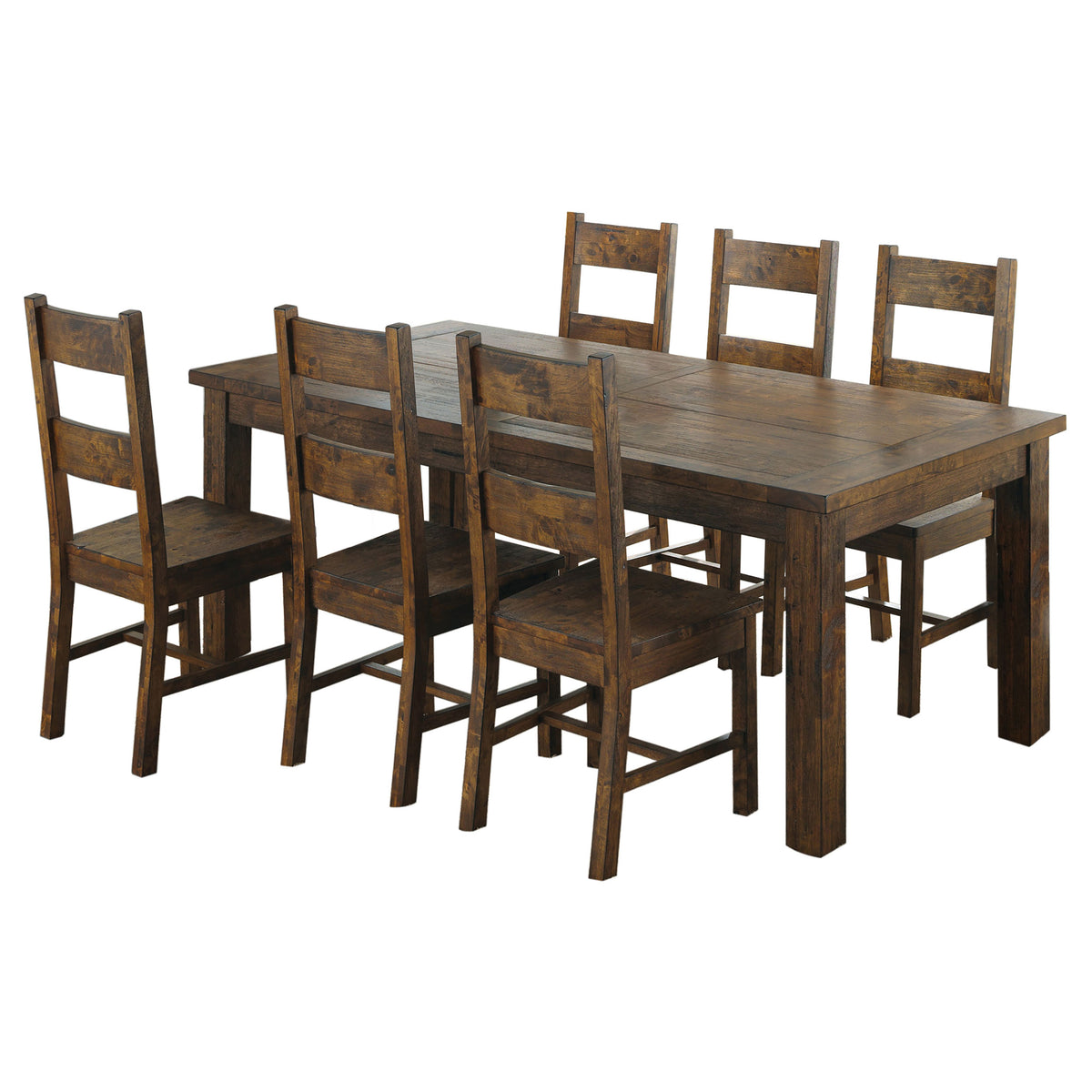 Coleman 79" Rectangular Dining Table & Sets - Farmhouse Ladder-Back Chairs in Rustic Golden Brown – view 20