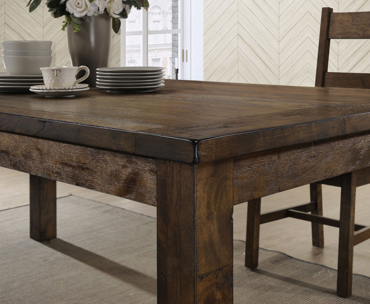 Coleman 79" Rectangular Dining Table & Sets - Farmhouse Ladder-Back Chairs in Rustic Golden Brown – view 8