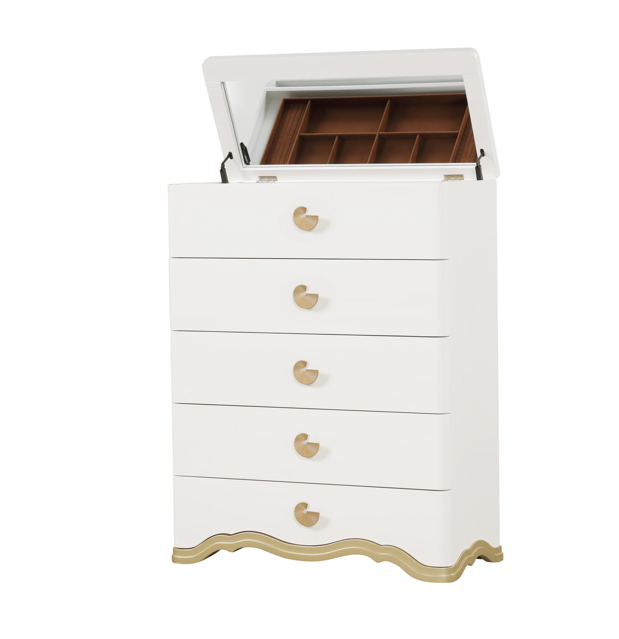Athena Ivory Bedroom Set with Light Gold Accents & Classic Design
