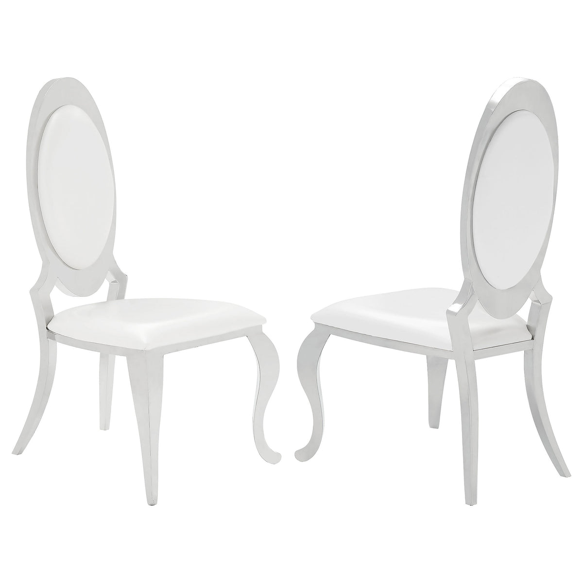 Anchorage 95" Black Glass Top Dining Table & Cream Leatherette Side Chairs - Set of 2 Side Chairs