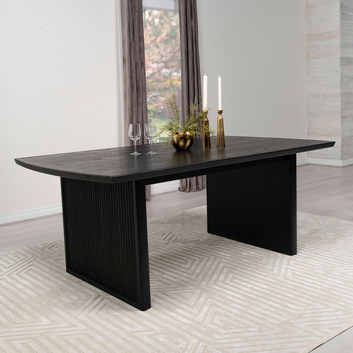 Brookmead Extendable Dining Collection - Wire-Brushed Black Table, Ivory Upholstered Chairs & Sideboard โ view 10