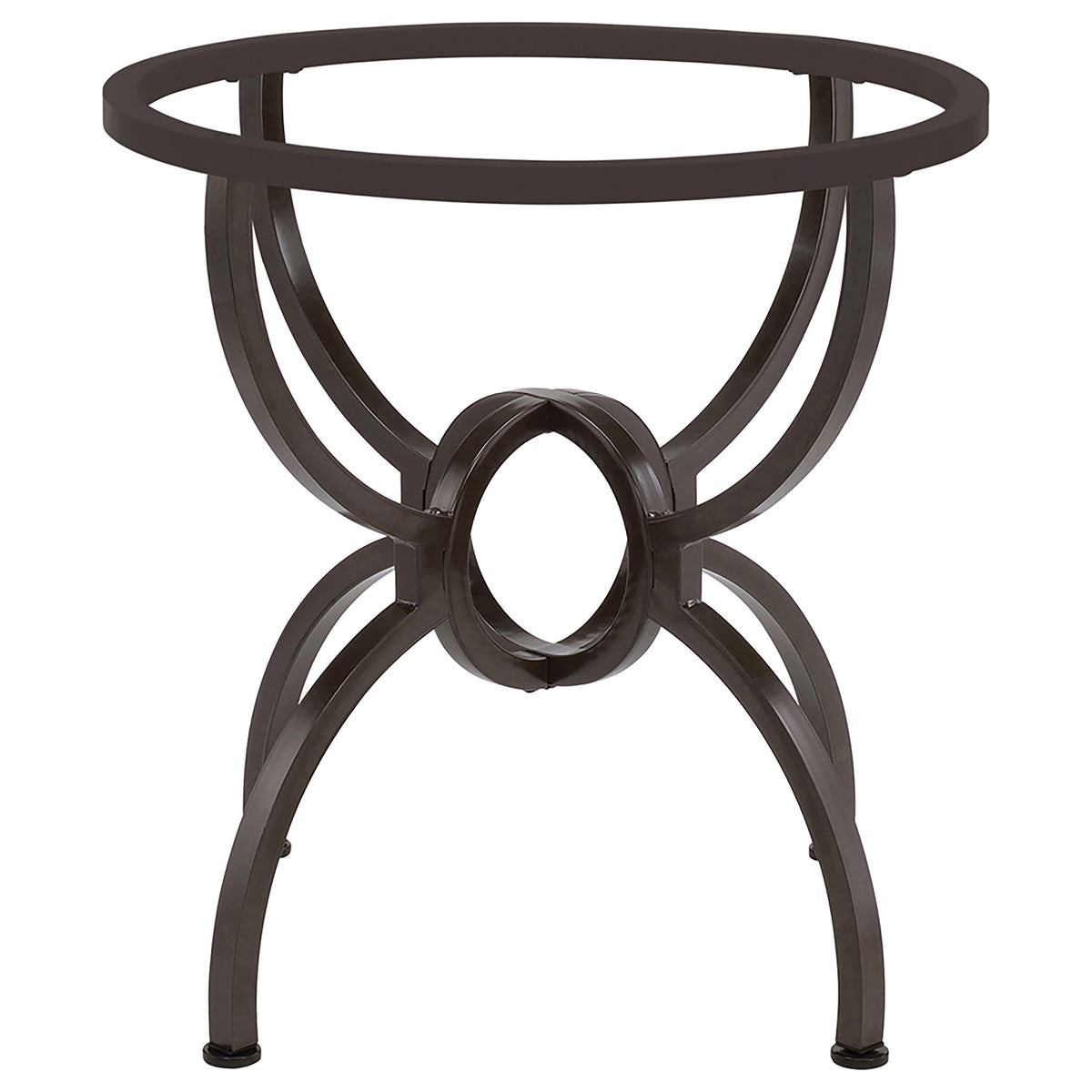 Aviano 48" Round Glass Top Dining Table & Base - Sculptural Ring-Motif Metal Base in Gunmetal – view 13