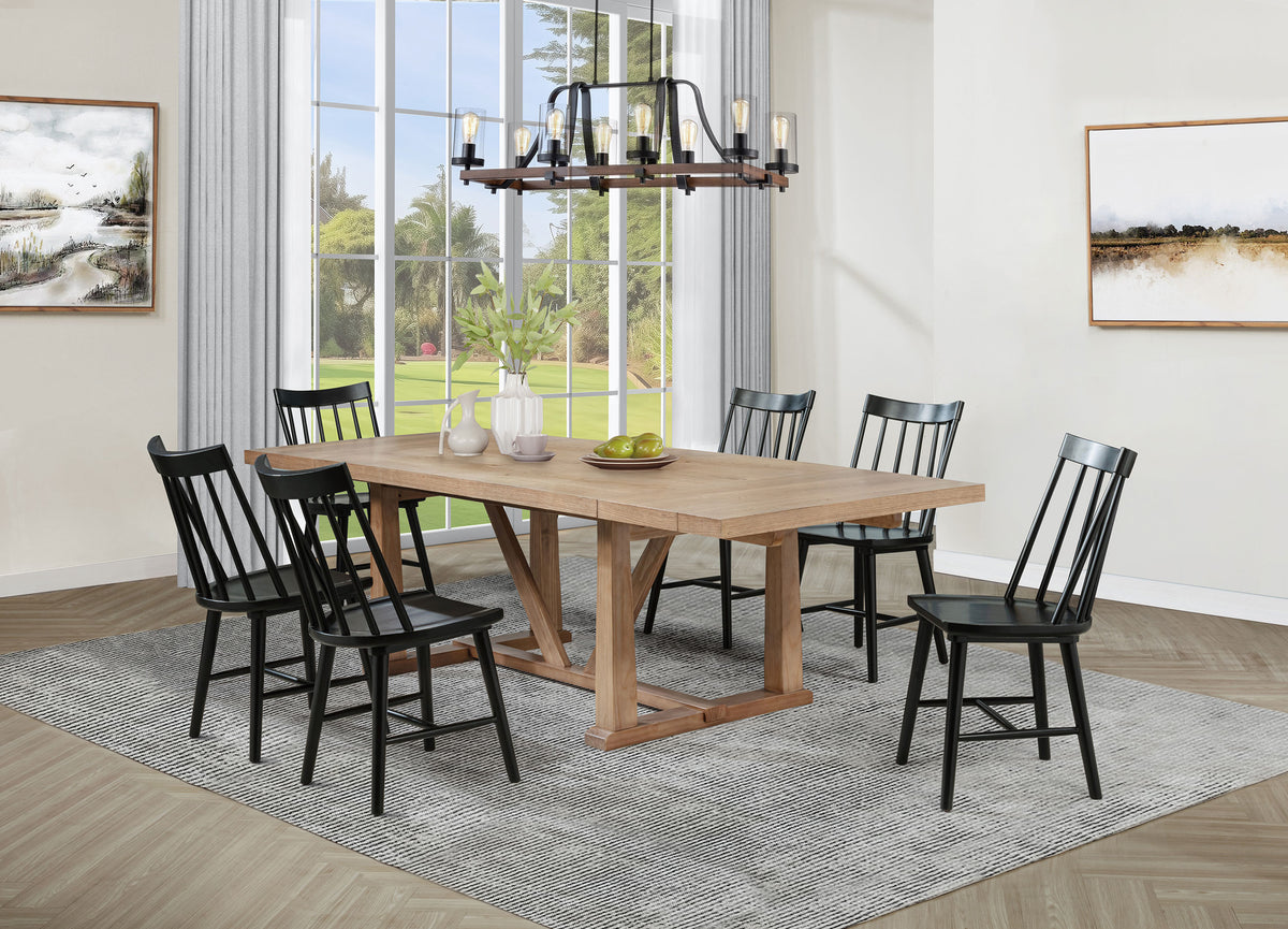 Middleton Extension Dining Collection - 7pcs- 106" Table + 6 Black Windsor Chairs
