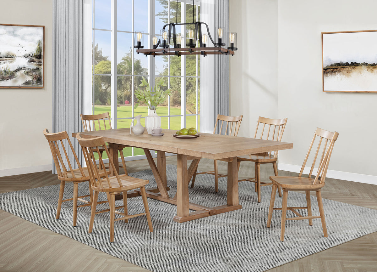 Middleton Extension Dining Collection - 7pcs- 106" Table + 6 Natural Windsor Chairs