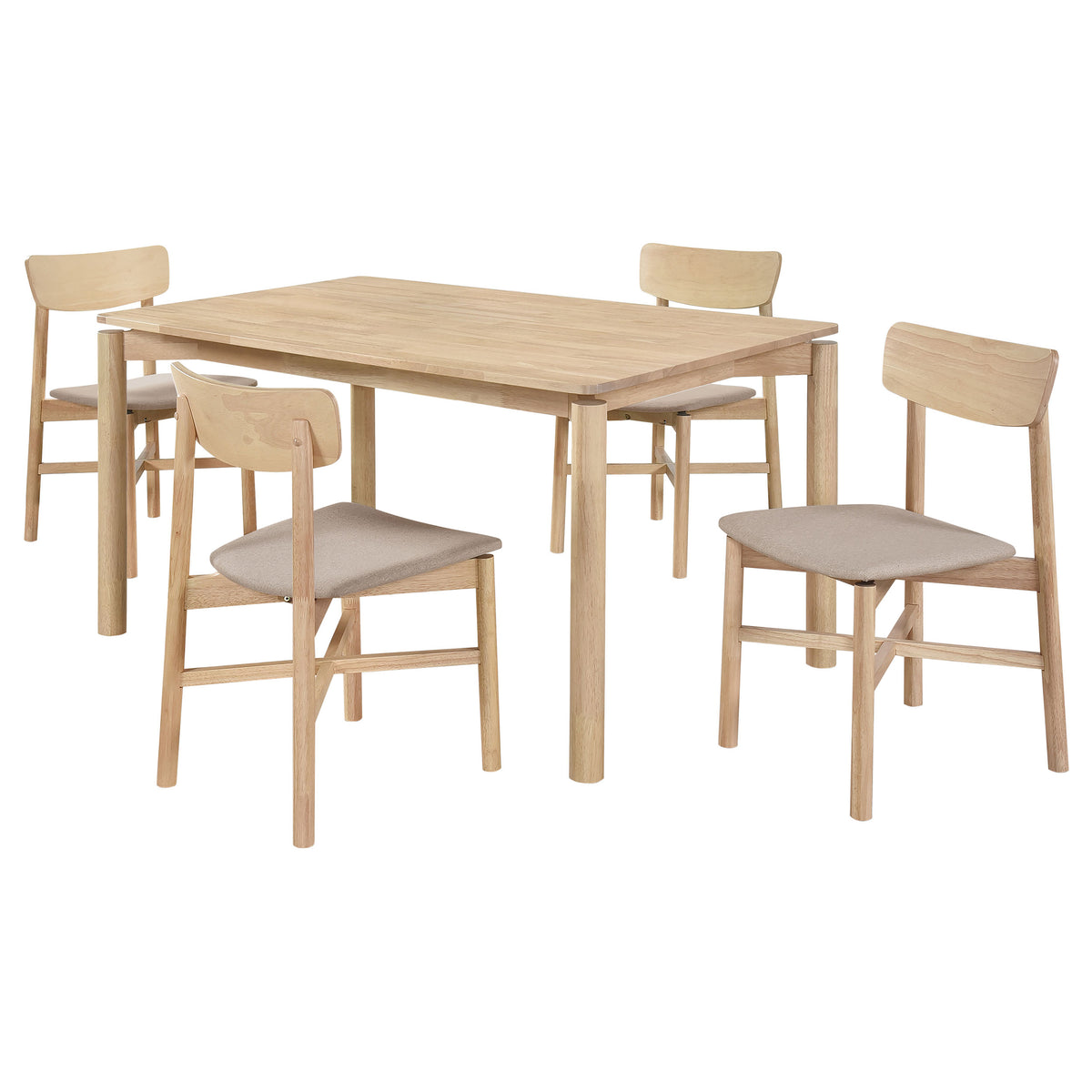 Parkridge 59" Rectangular Dining Table & Sets - Mid-Century White Washed Wood with Rounded-Back Chairs โ view 14