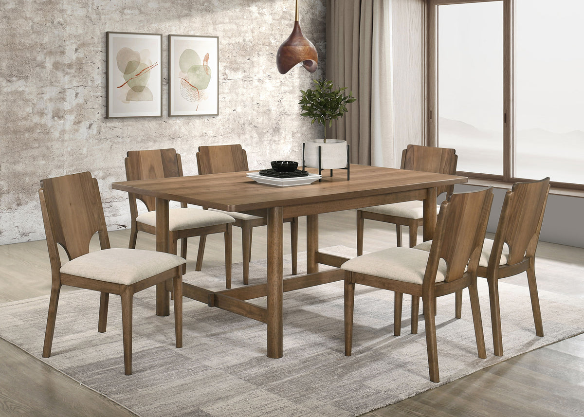 Crestmore Dining Collection - 71" Rectangular Trestle or 46" Round Table, Wedge-Back Chairs & Sideboard in Walnut – view 18
